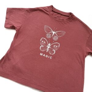 gef | Butterfly Magic Short Sleeve T-Shirt Clay & White EUC Size 6 Girls